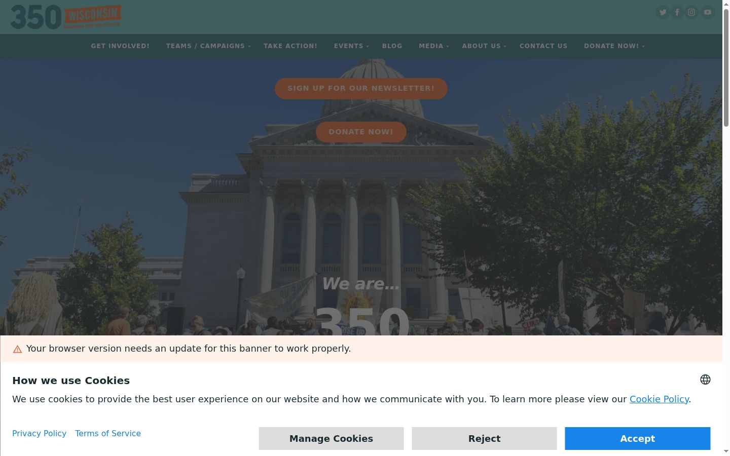 Screenshot of the consent banner shown before any interaction