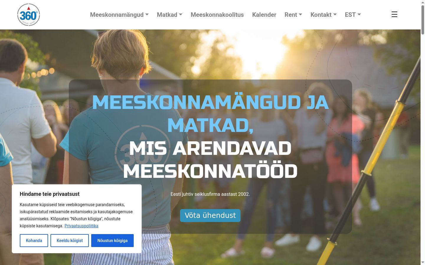 Sutikimo reklamjuostės, rodytos prieš bet kokią sąveiką, ekrano kopija