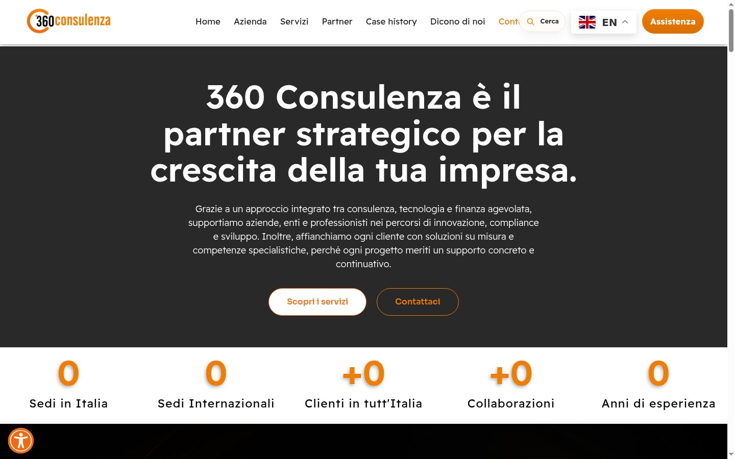 Screenshot del banner di consenso mostrato prima di qualsiasi interazione