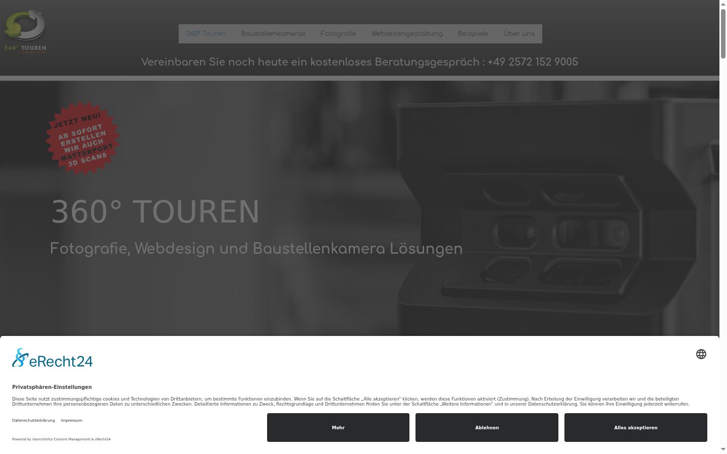 Screenshot del banner di consenso mostrato prima di qualsiasi interazione