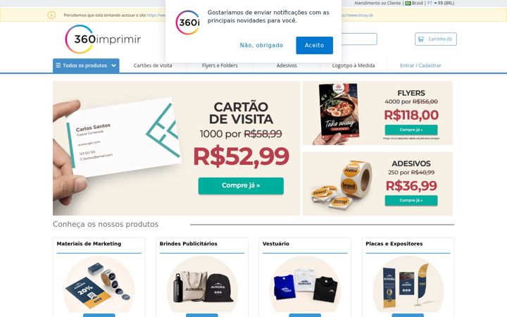 Screenshot of 360imprimir.com.br