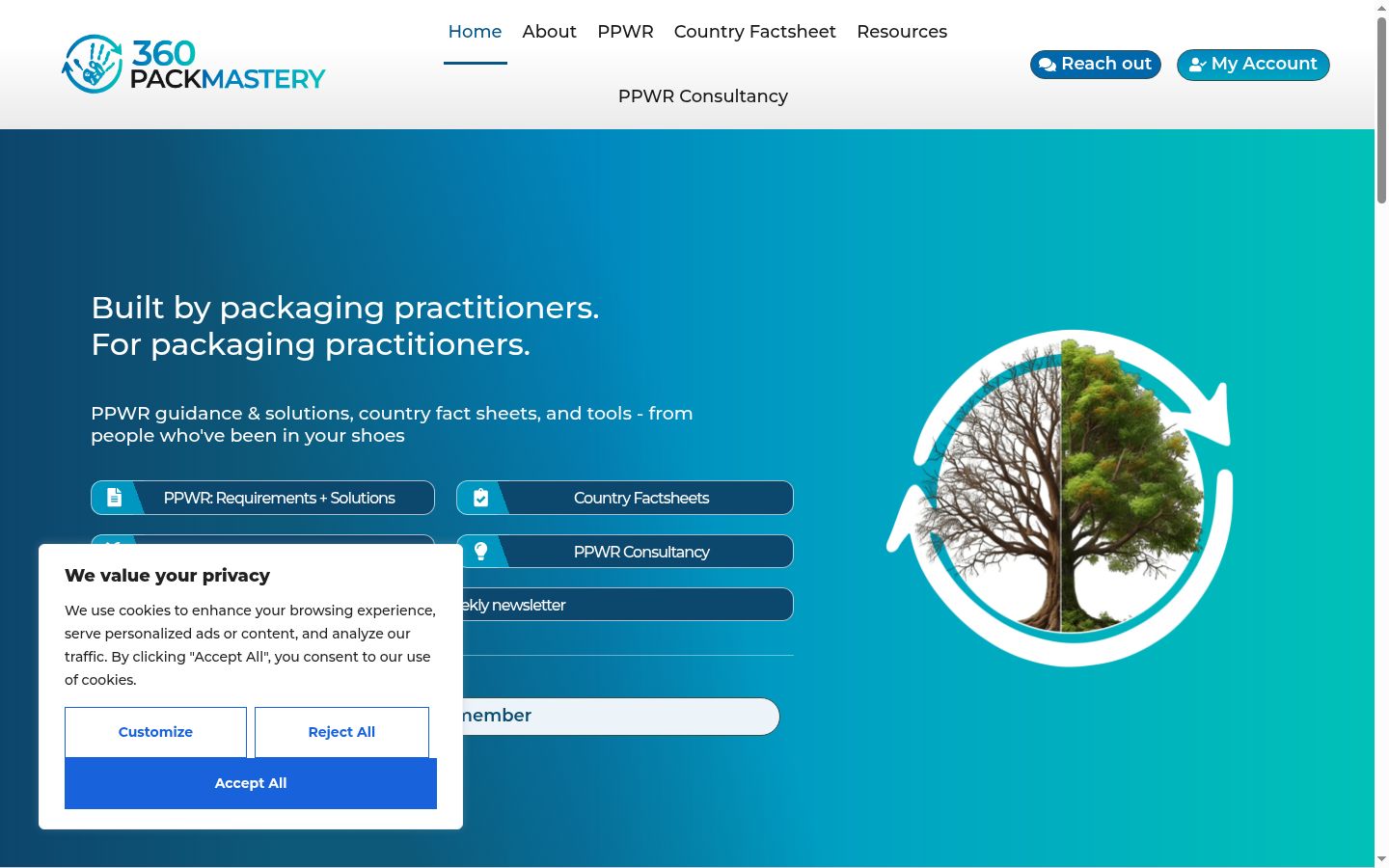 Screenshot of the consent banner shown before any interaction