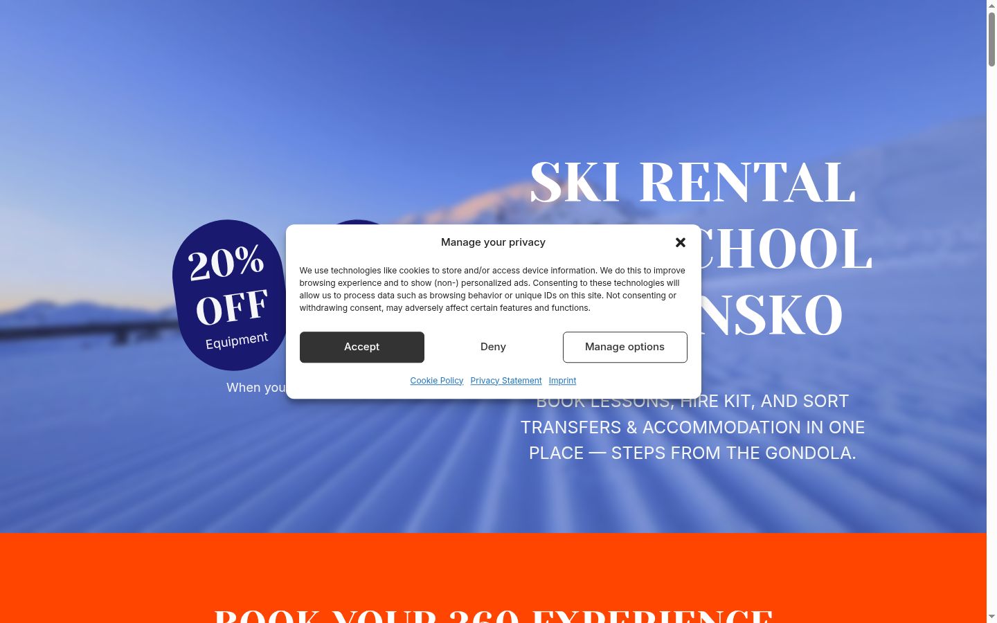Screenshot of the consent banner shown before any interaction
