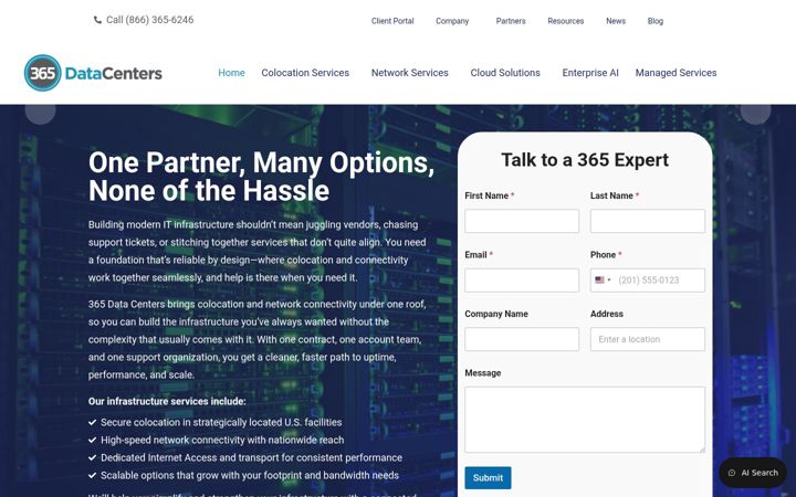 Screenshot di 365datacenters.com