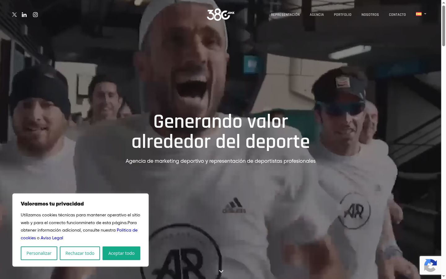 Captura de pantalla del banner de consentimiento mostrado antes de cualquier interacción