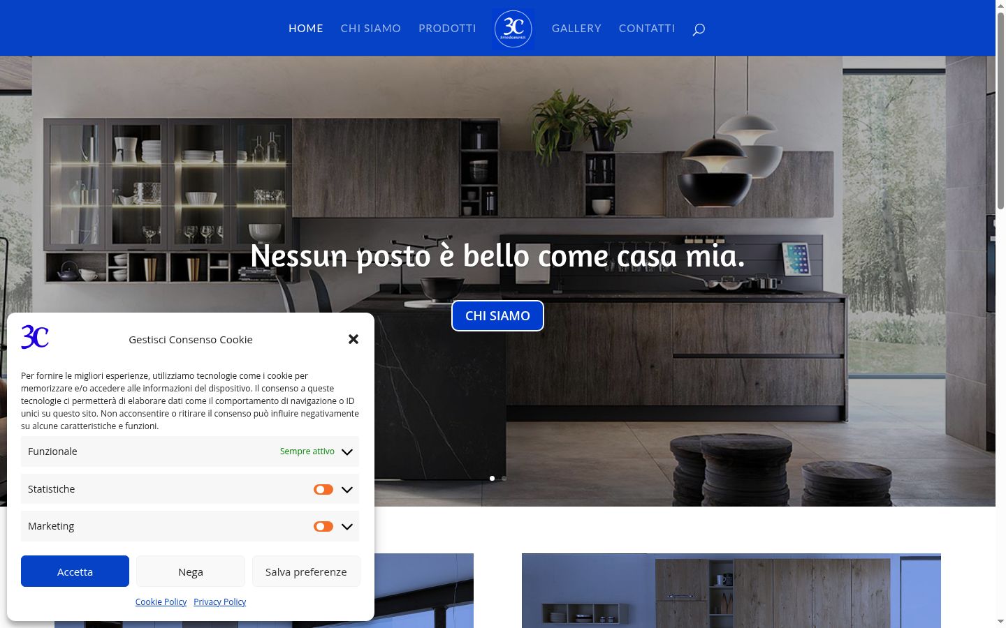 Screenshot del banner di consenso mostrato prima di qualsiasi interazione