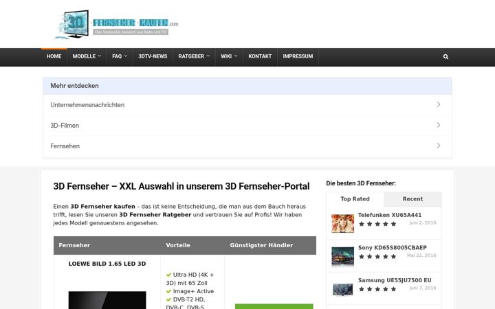 Screenshot of 3d-fernseher-kaufen.com