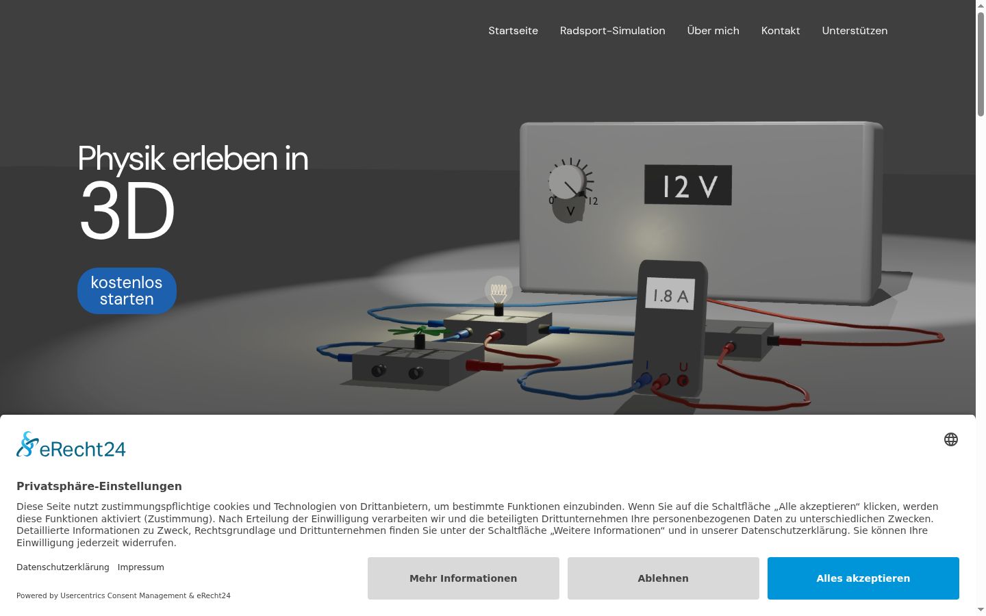 Screenshot del banner di consenso mostrato prima di qualsiasi interazione