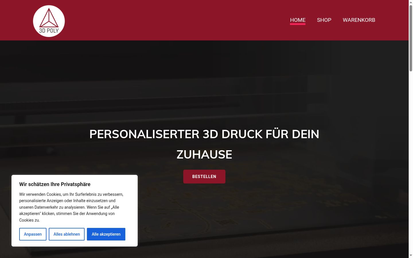 Screenshot van de toestemmingsbanner zoals getoond vóór enige interactie