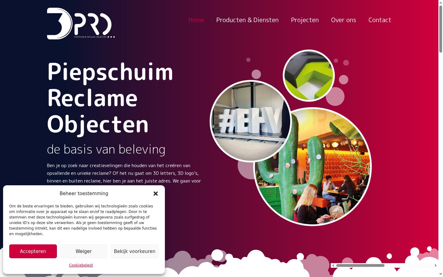 Screenshot van de toestemmingsbanner zoals getoond vóór enige interactie
