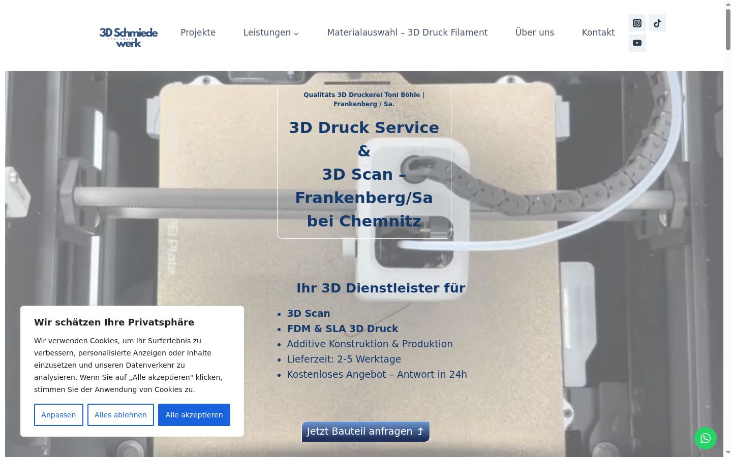 Screenshot des Einwilligungsbanners vor jeglicher Interaktion