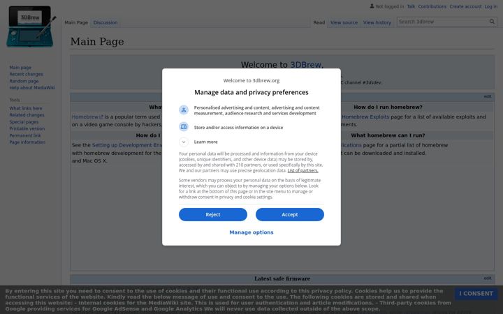 Screenshot of 3dbrew.org