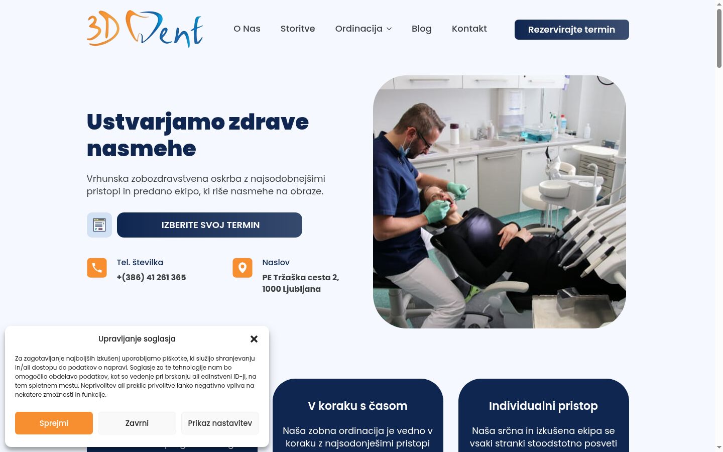Screenshot del banner di consenso mostrato prima di qualsiasi interazione
