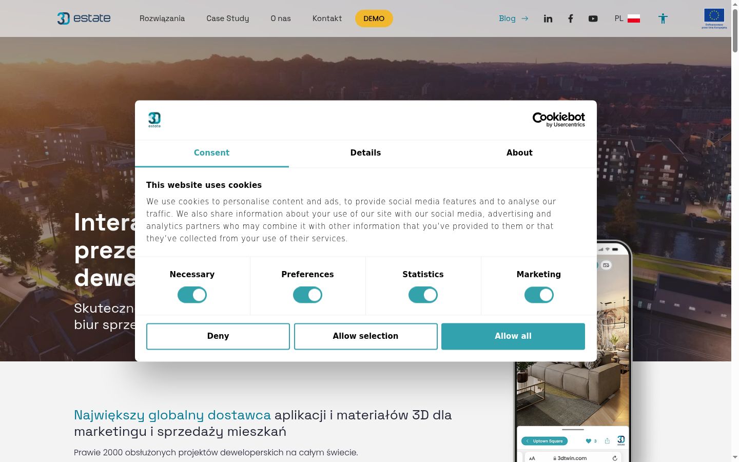 Screenshot of the consent banner shown before any interaction