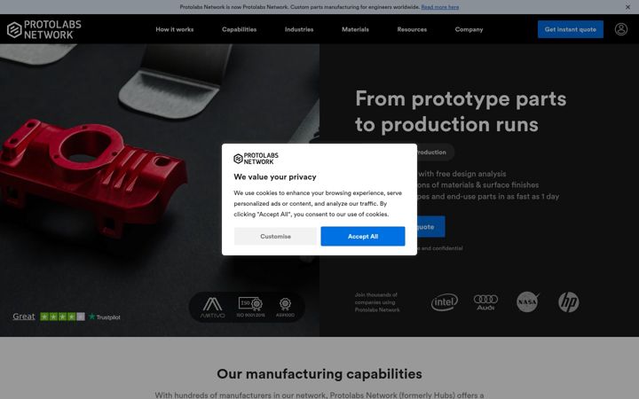 Screenshot of 3dhubs.com