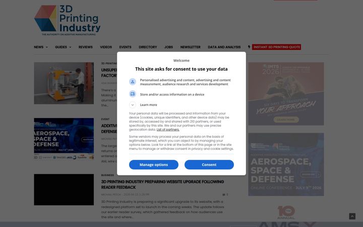 Screenshot von 3dprintingindustry.com