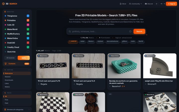 Screenshot of 3dsearch.net