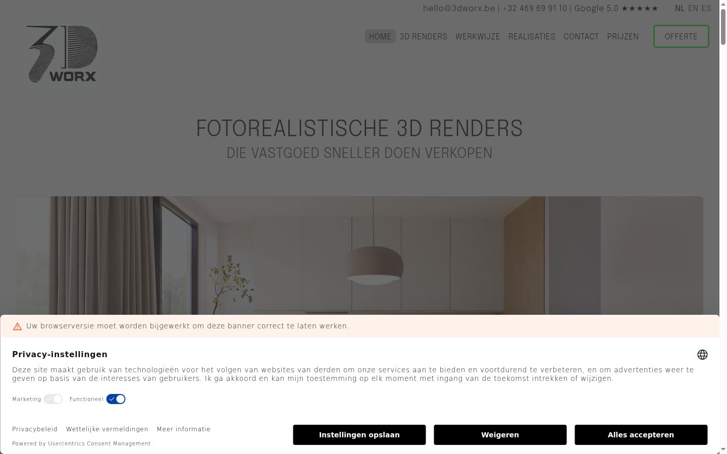 Screenshot des Einwilligungsbanners vor jeglicher Interaktion