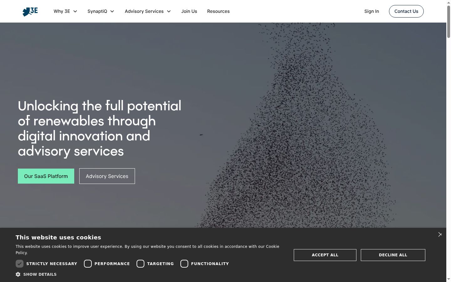 Screenshot of the consent banner shown before any interaction