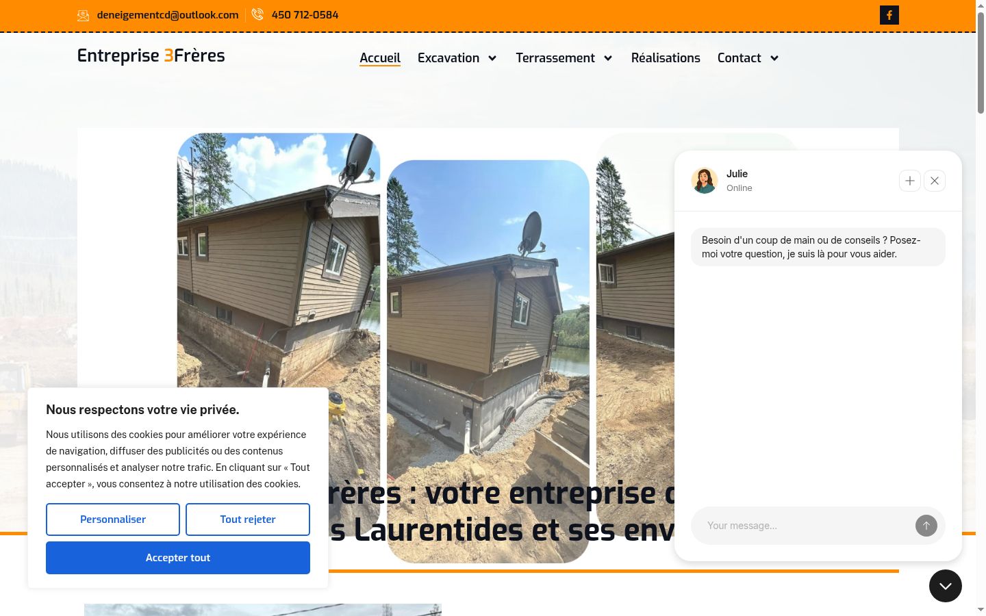 Ekrānuzņēmums ar piekrišanas baneri, kas tika rādīts pirms jebkādas mijiedarbības