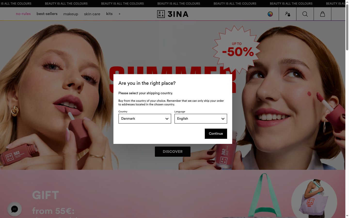 Capture d'écran de la bannière de consentement affichée avant toute interaction