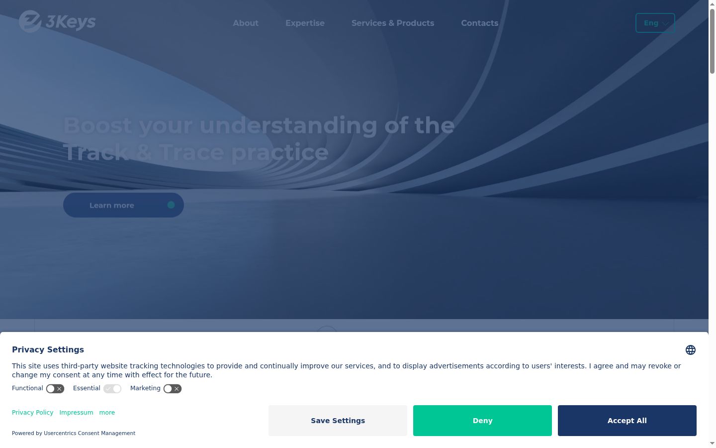 Screenshot του banner συγκατάθεσης που εμφανίστηκε πριν από οποιαδήποτε αλληλεπίδραση