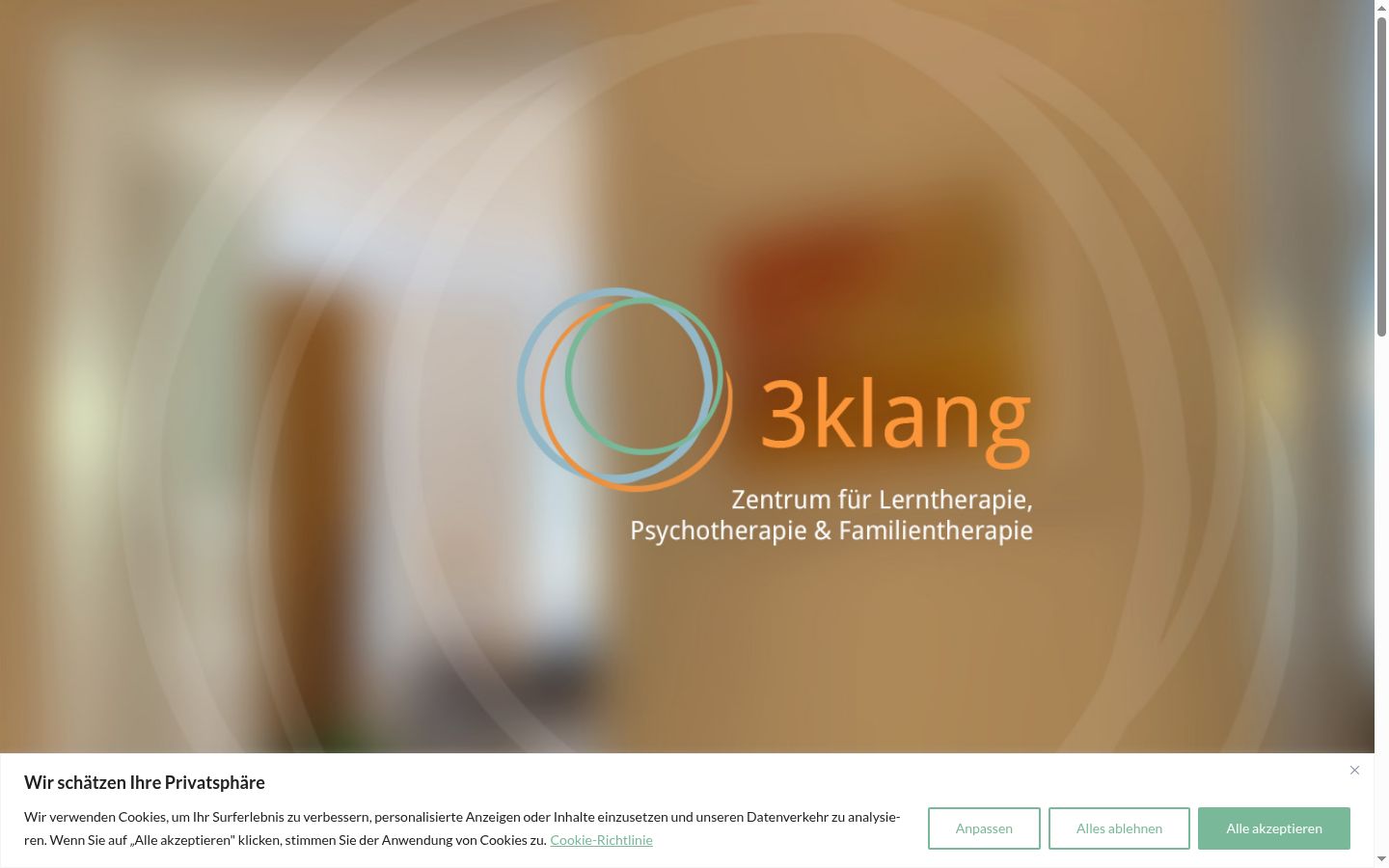 Screenshot des Einwilligungsbanners vor jeglicher Interaktion