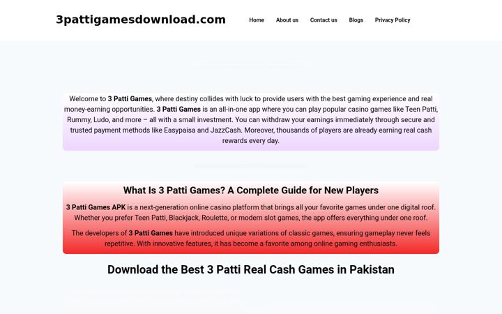 Screenshot of 3pattigamesdownload.com