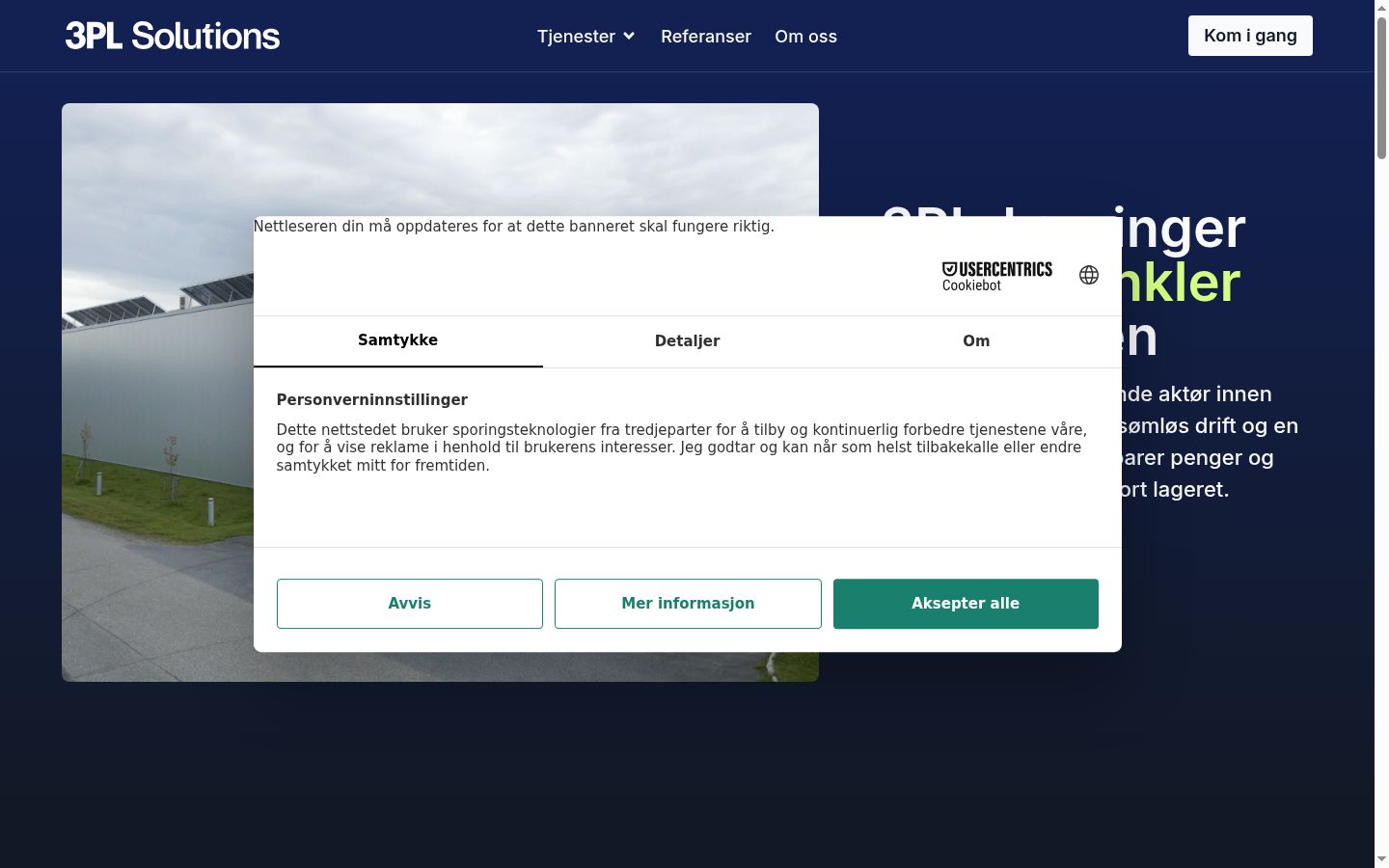 Screenshot of the consent banner shown before any interaction