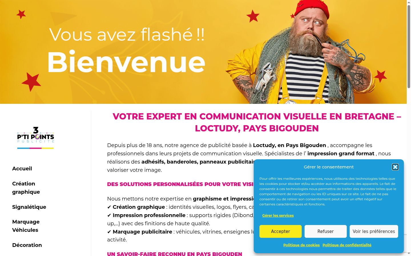 Screenshot van de toestemmingsbanner zoals getoond vóór enige interactie