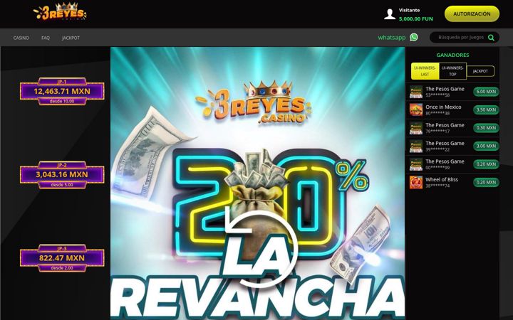 Screenshot von 3reyes.casino