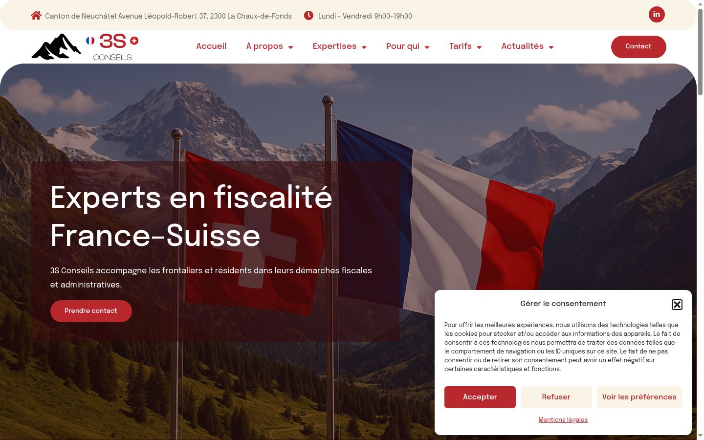 Screenshot del banner di consenso mostrato prima di qualsiasi interazione