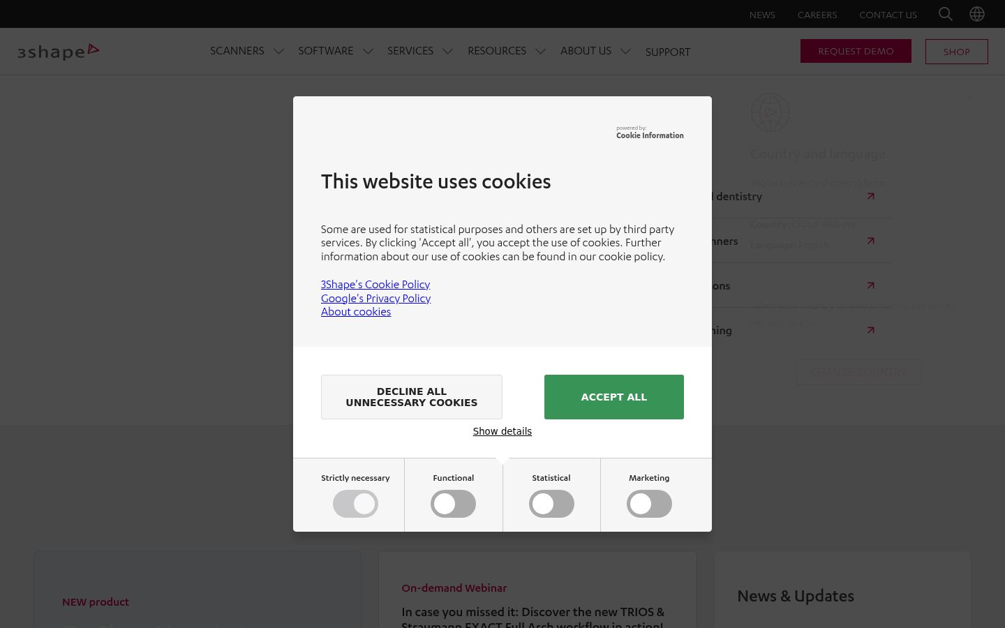 Screenshot of the consent banner shown before any interaction