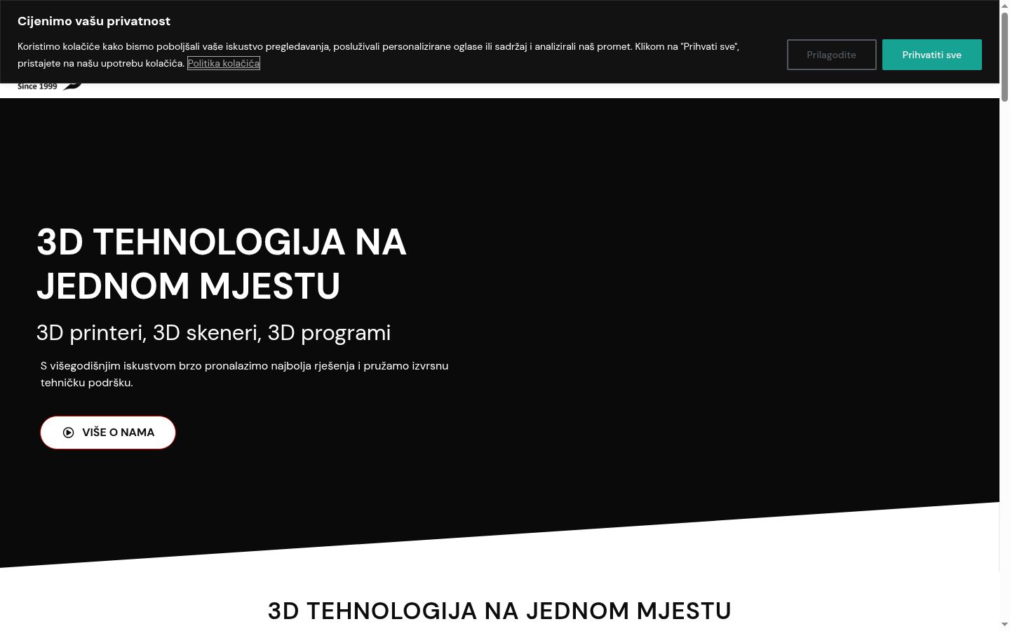Posnetek zaslona pasice za privolitev, prikazane pred kakršno koli interakcijo