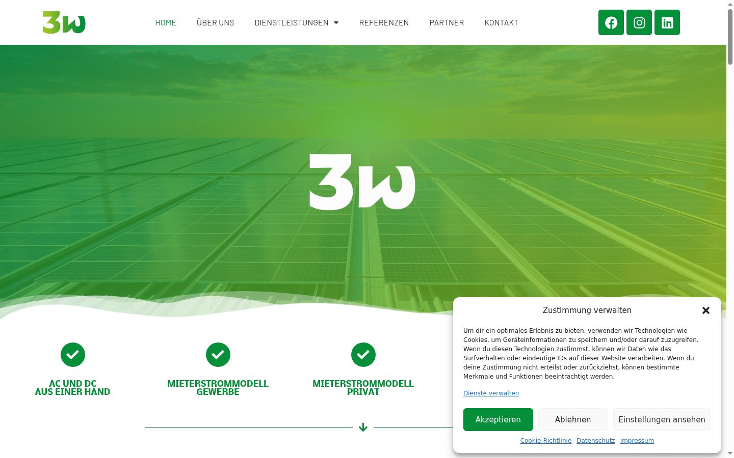 Screenshot des Einwilligungsbanners vor jeglicher Interaktion