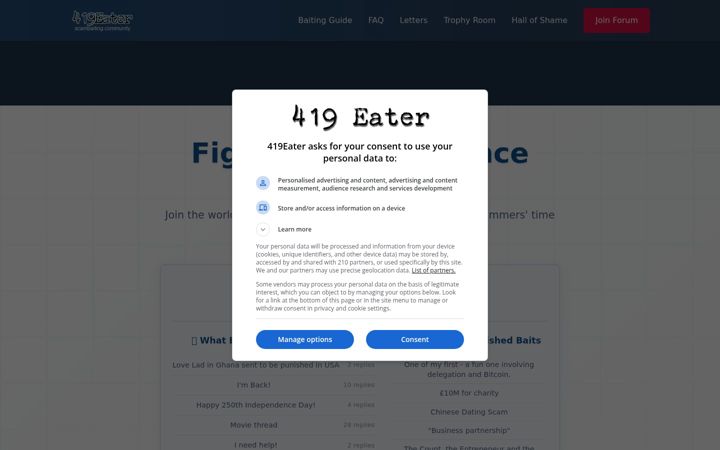 Screenshot of 419eater.com