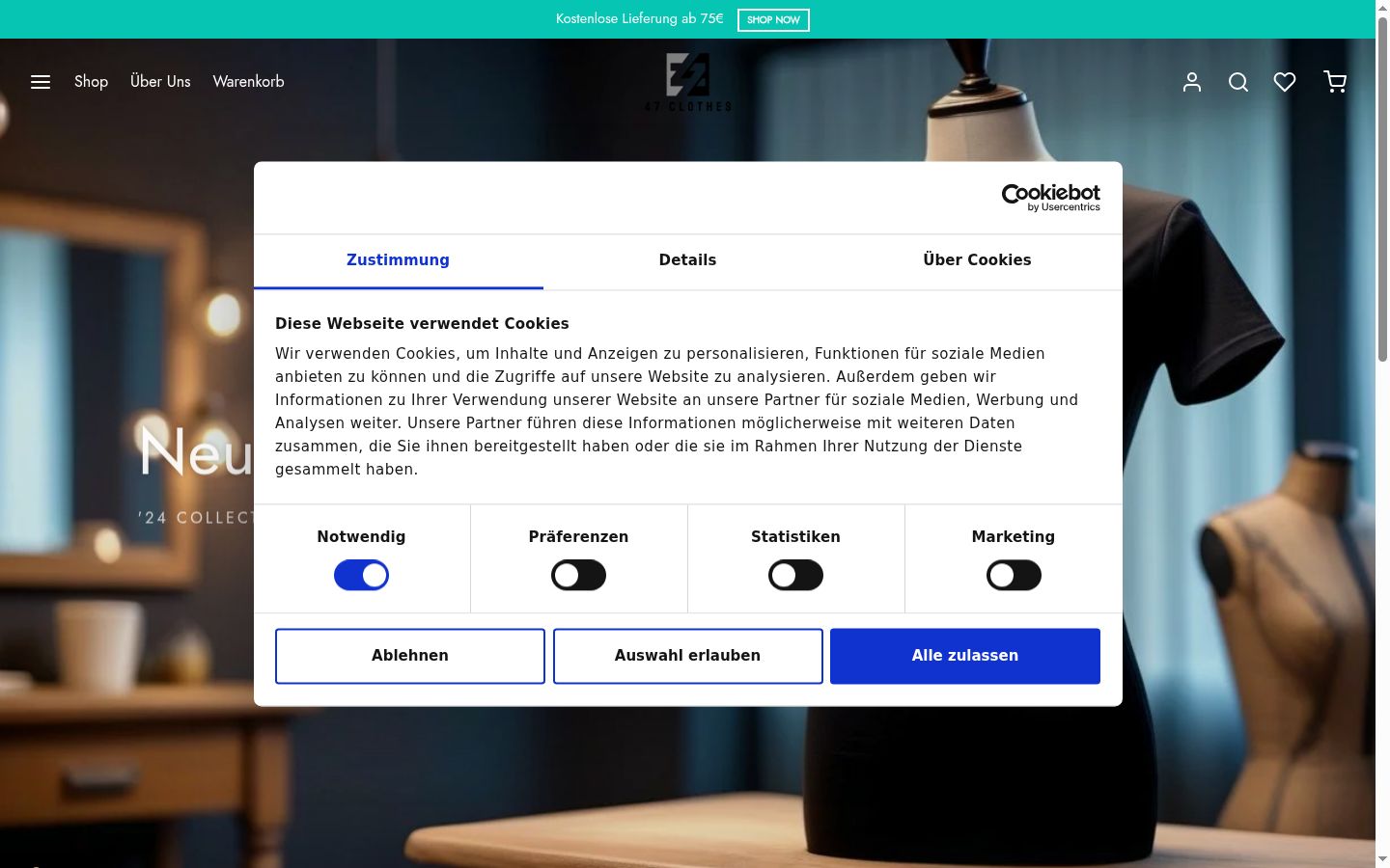 Screenshot of the consent banner shown before any interaction