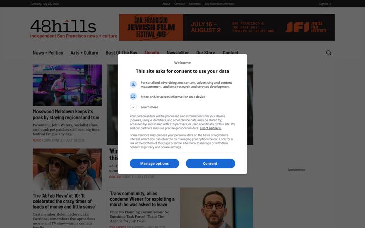 Screenshot ta' 48hills.org