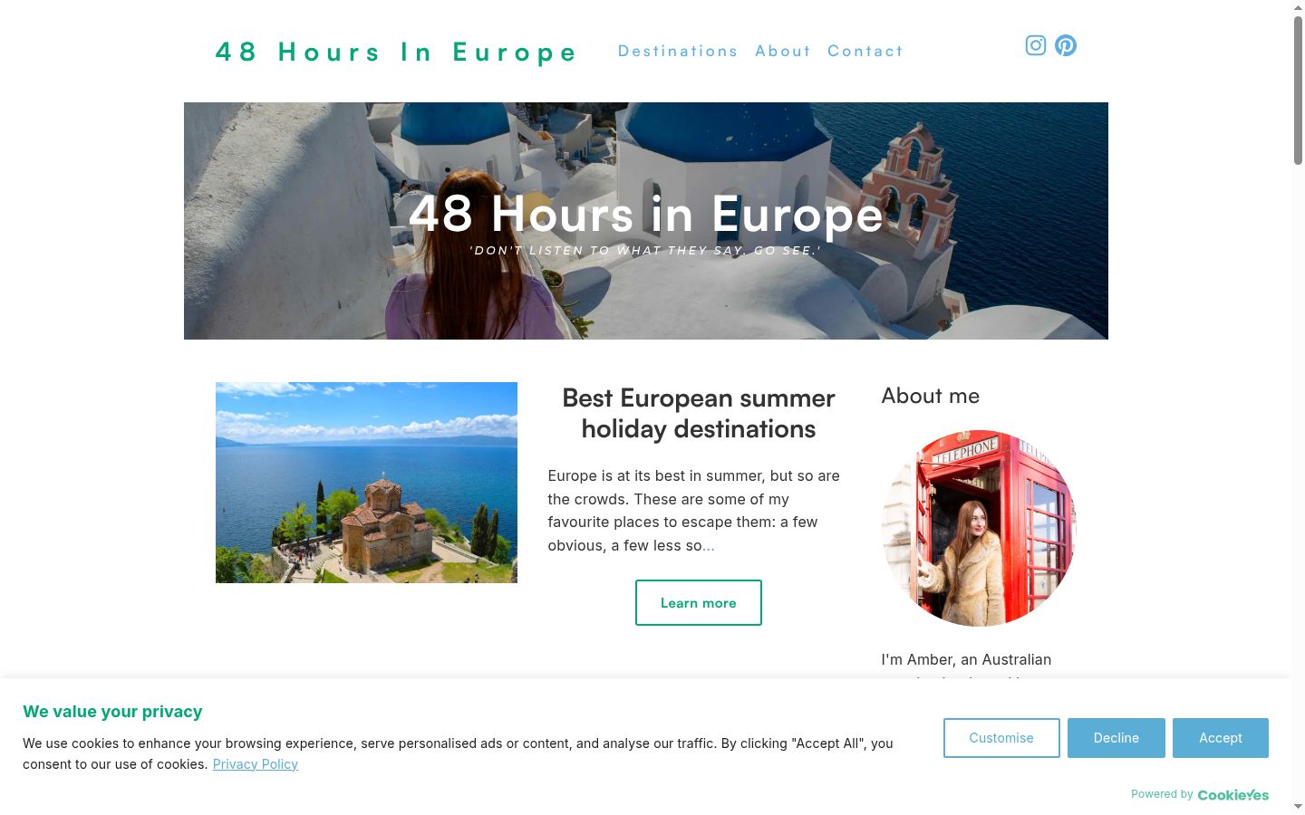 Screenshot of the consent banner shown before any interaction