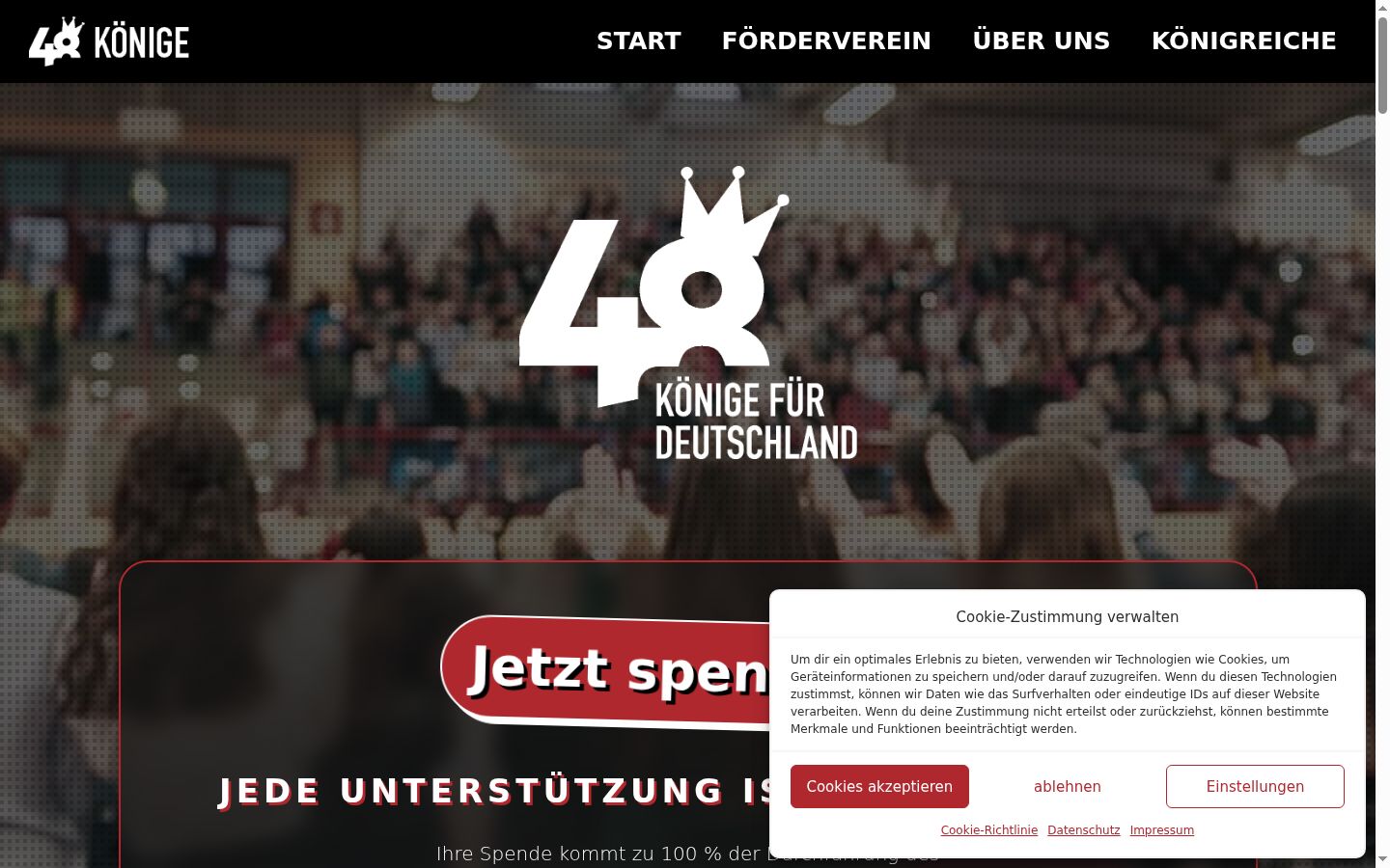 Screenshot des Einwilligungsbanners vor jeglicher Interaktion