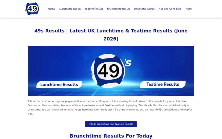 Captura de ecrã de 49sresult.co.uk