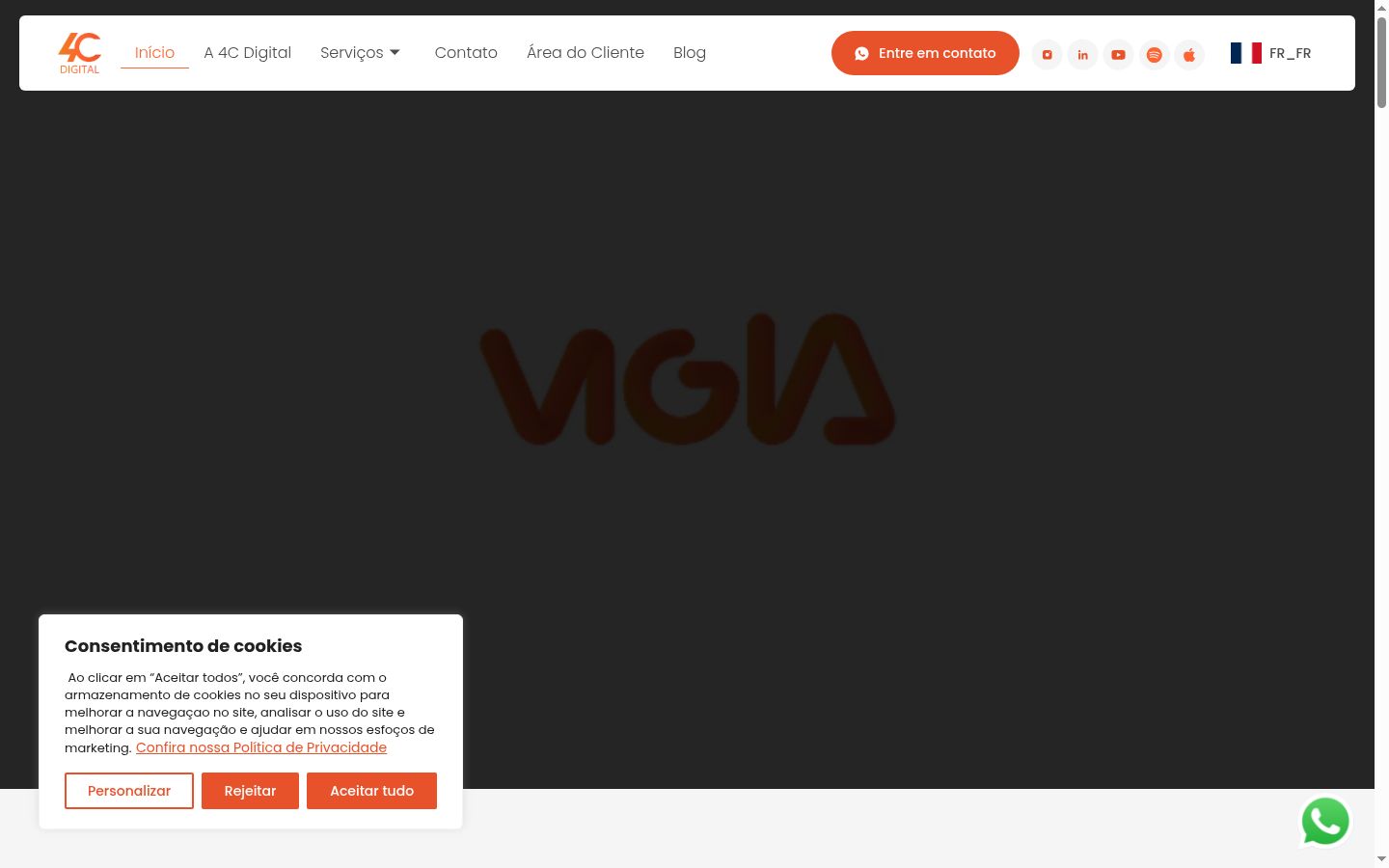Screenshot of the consent banner shown before any interaction