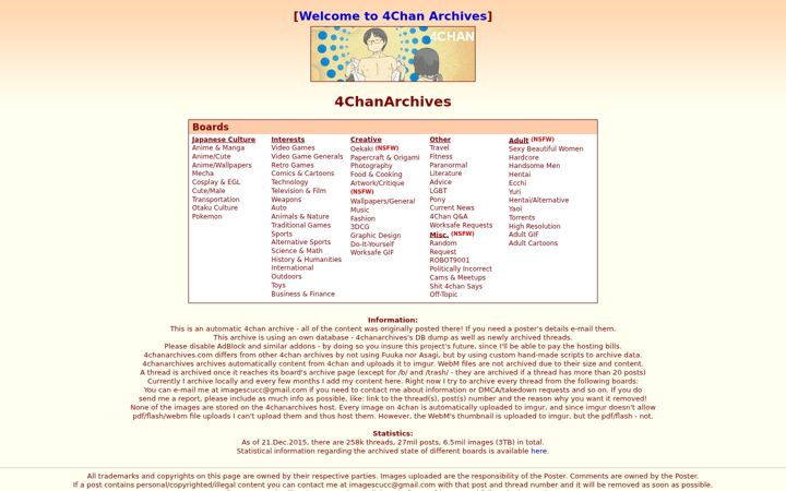 Screenshot of 4chanarchives.com