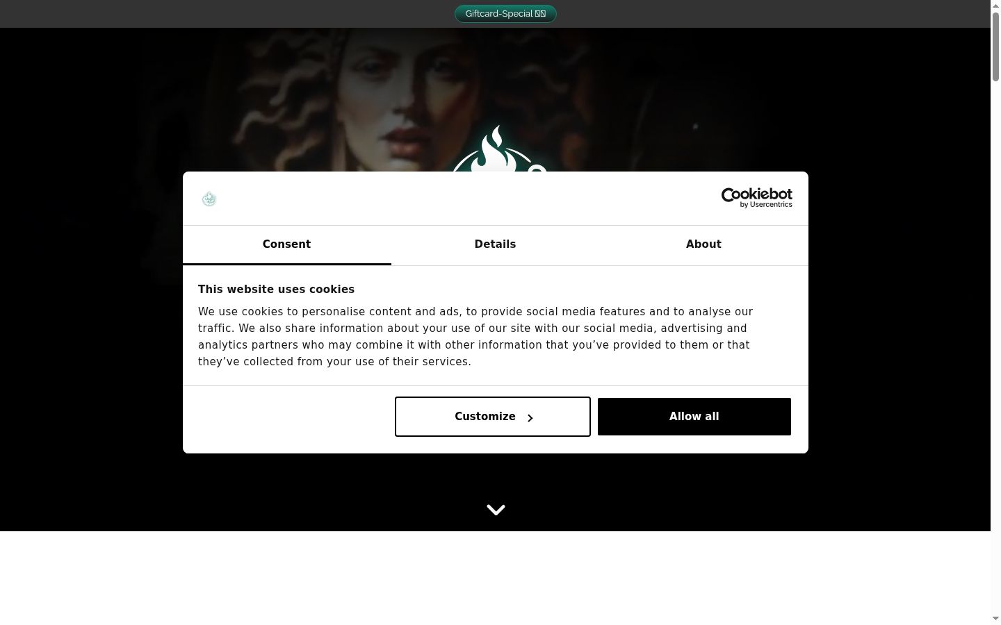 Screenshot of the consent banner shown before any interaction
