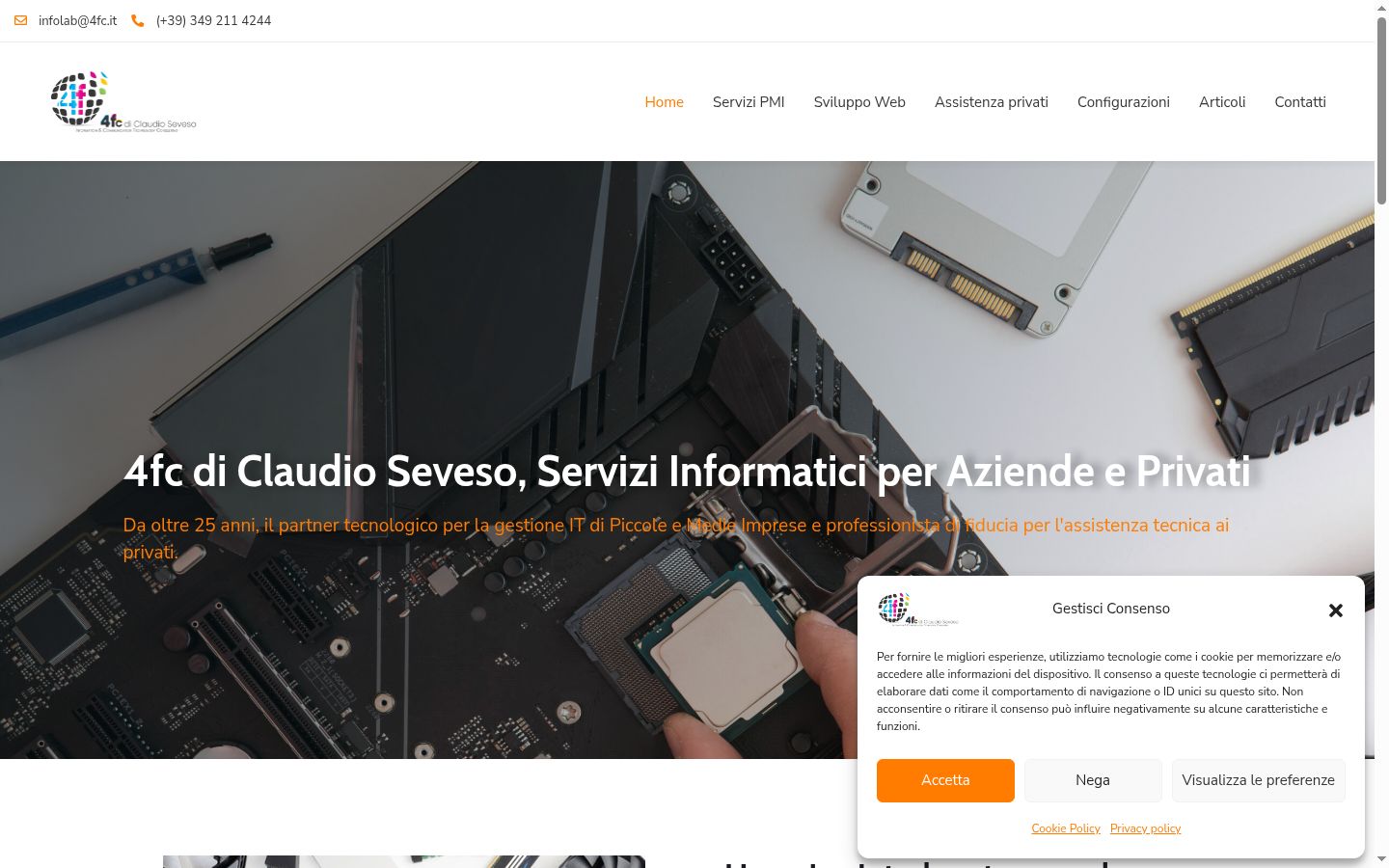 Captura de ecrã do banner de consentimento apresentado antes de qualquer interação