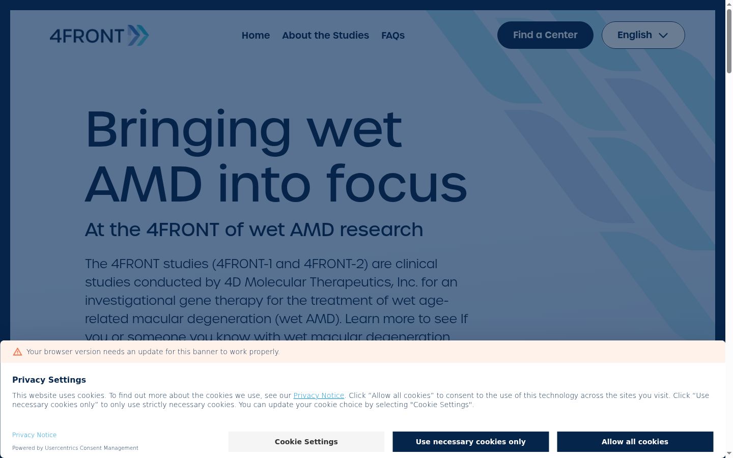 Screenshot del banner di consenso mostrato prima di qualsiasi interazione
