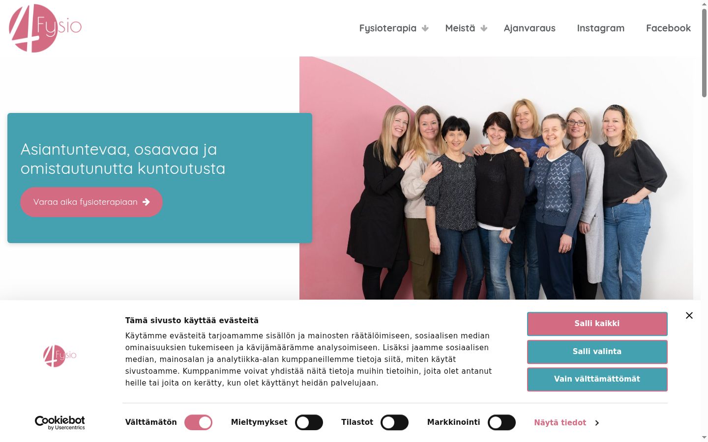 Skärmbild av samtyckesbannern som visades före någon interaktion