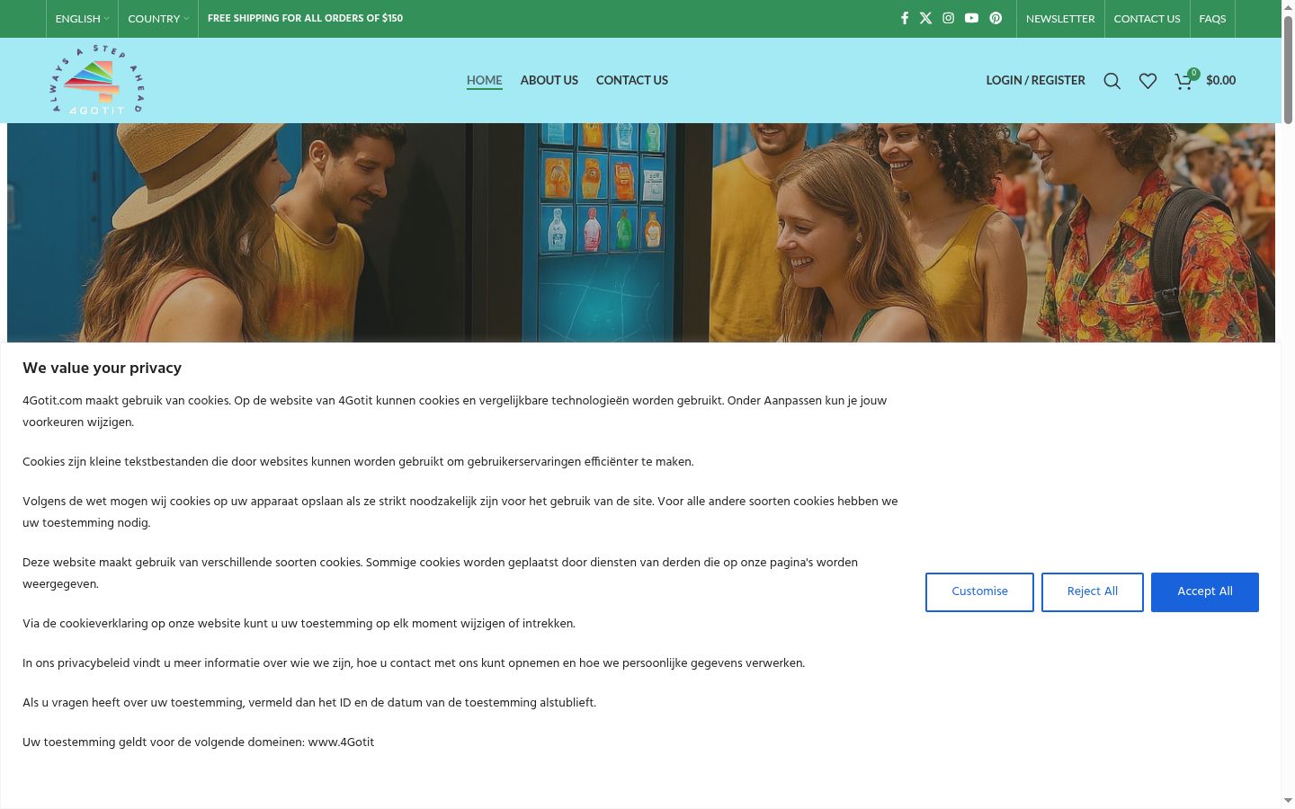 Screenshot del banner di consenso mostrato prima di qualsiasi interazione