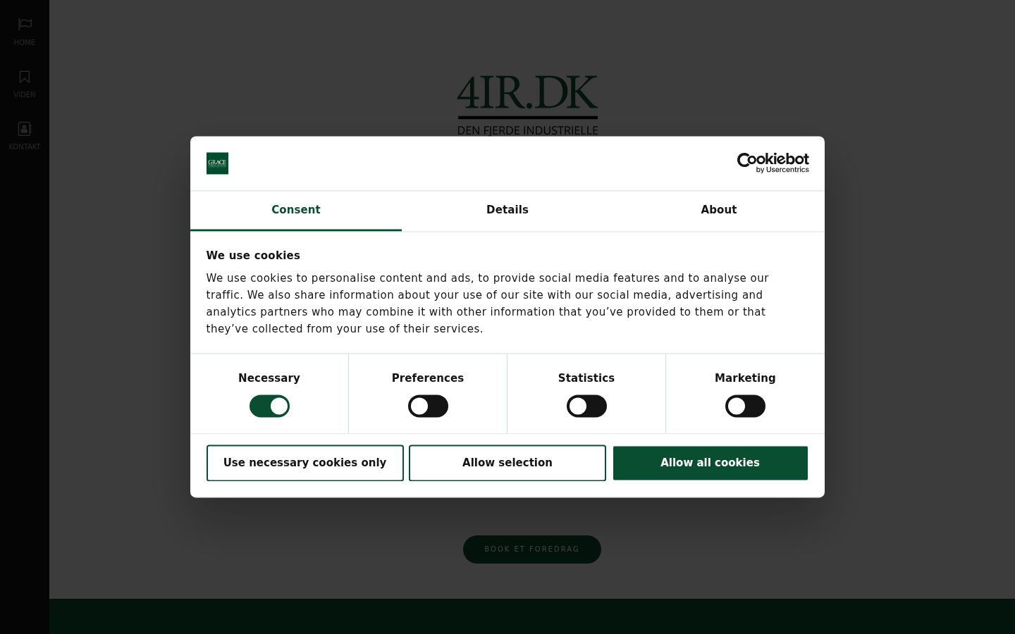 Screenshot del banner di consenso mostrato prima di qualsiasi interazione
