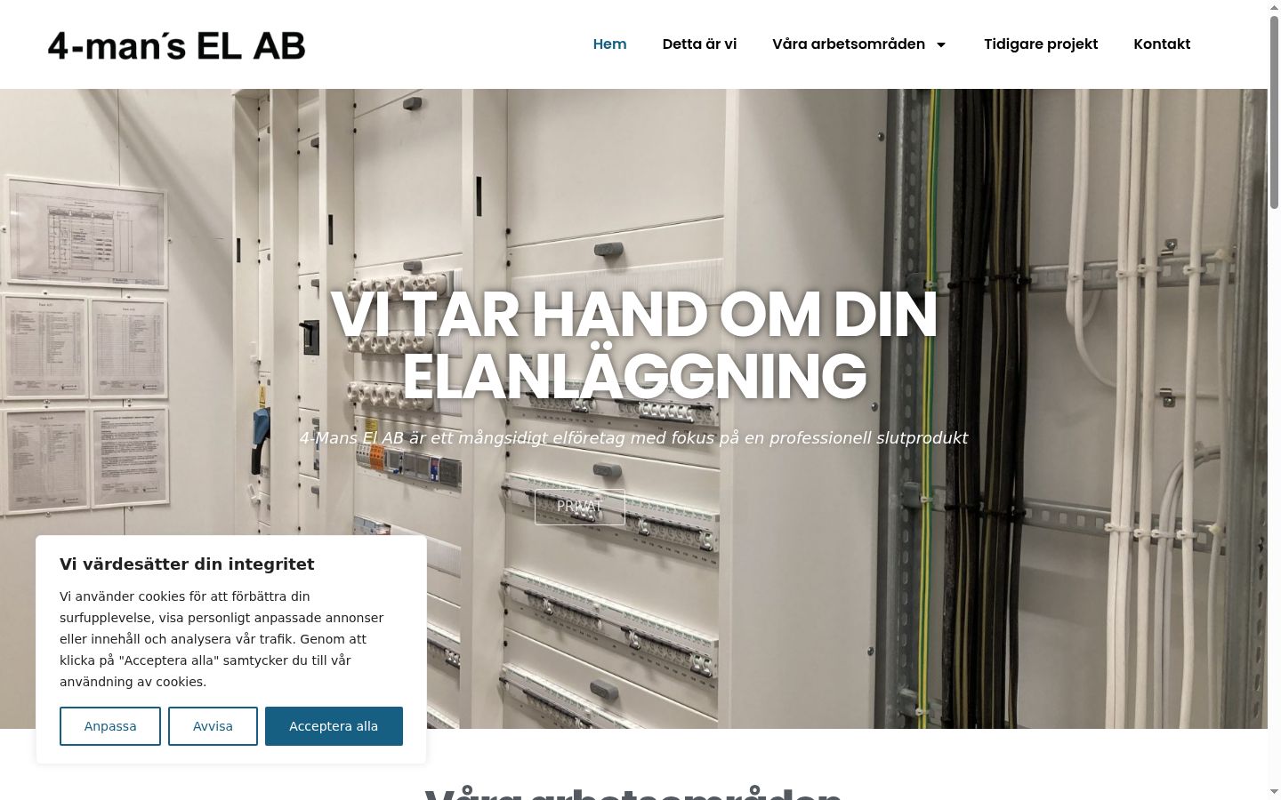 Skærmbillede af samtykkebanneret, som det blev vist før nogen interaktion